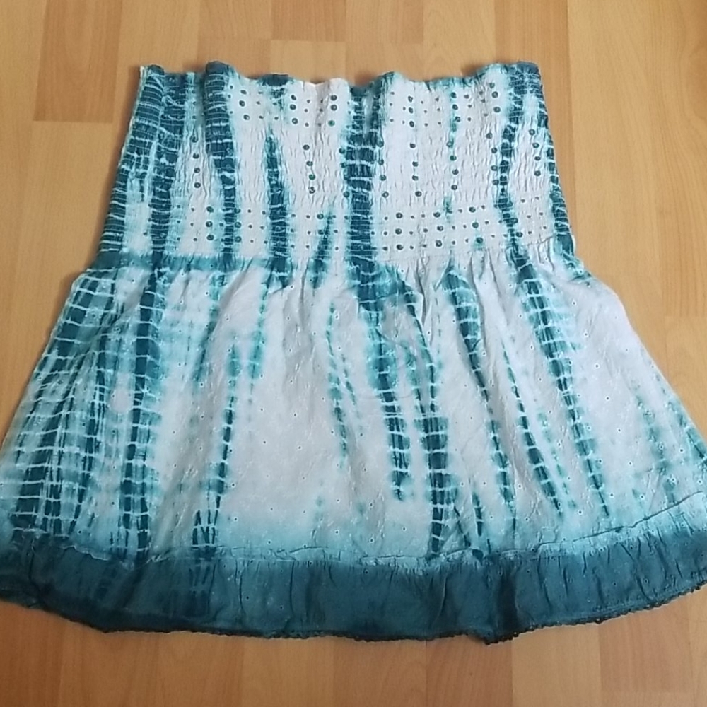 Strapless sequin tie dye top